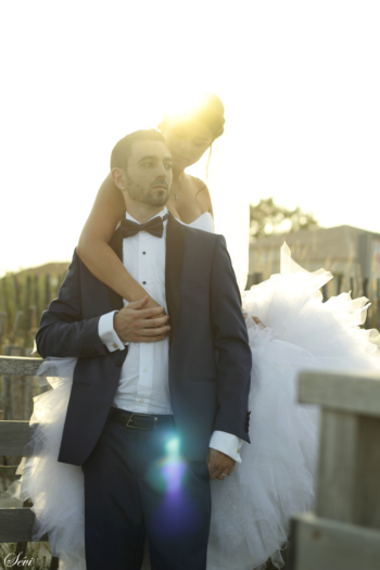 Photo mariage contre jour plage